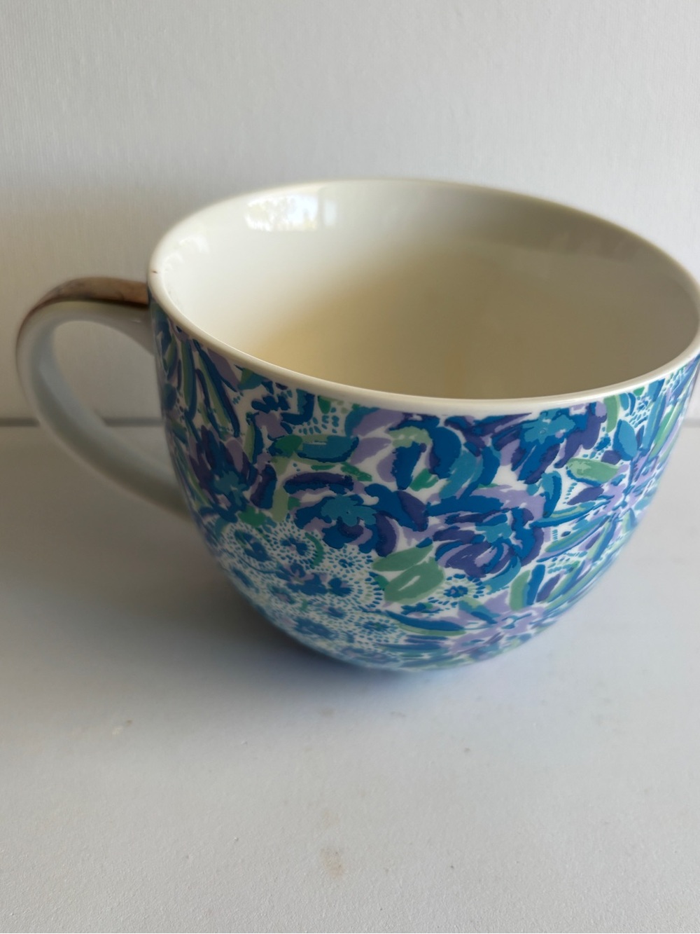 2 Lilly Pulitzer Blue Green Floral Ceramic Coffee Mug - Picture 3 of 6